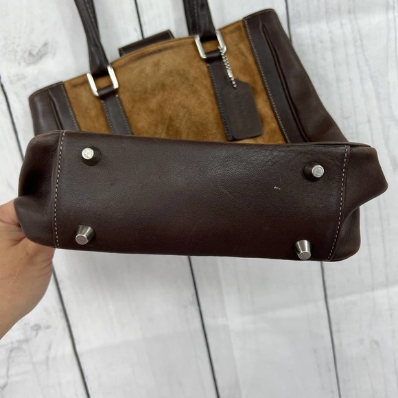 Coach Brown and Tan Leather Tote - Picture 9 of 13